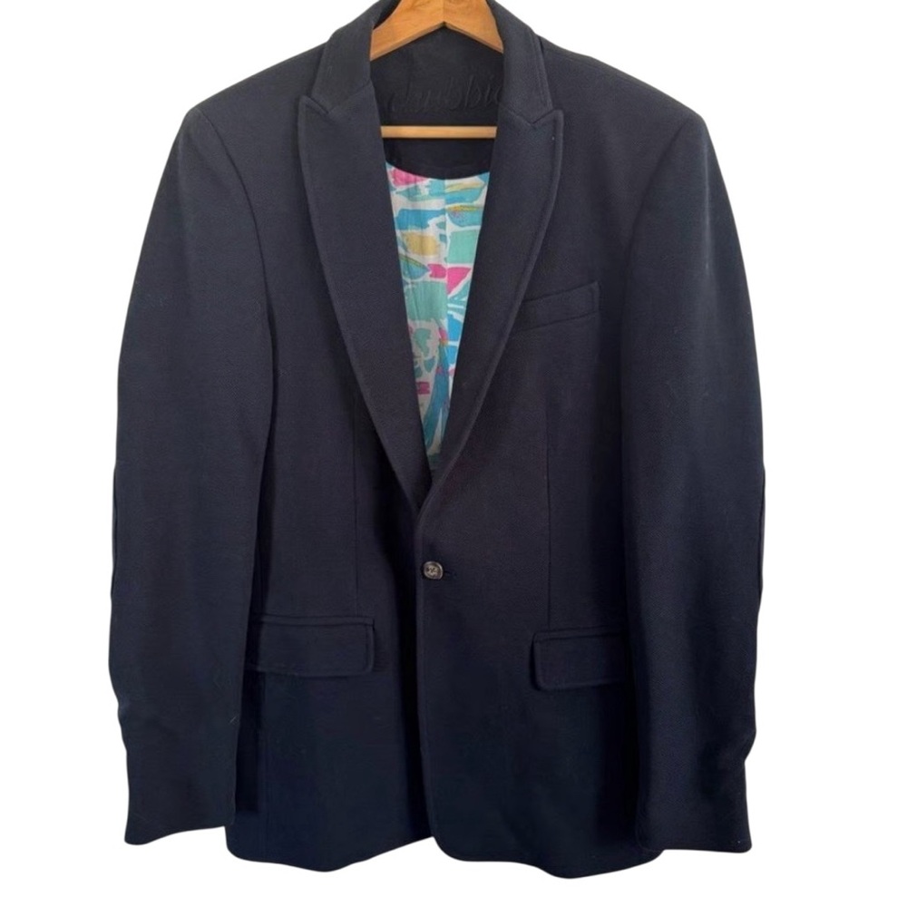 Chubbies Mens Navy Blue Cotton Pique Knit‎ Blazer Tropical Lining Size Medium